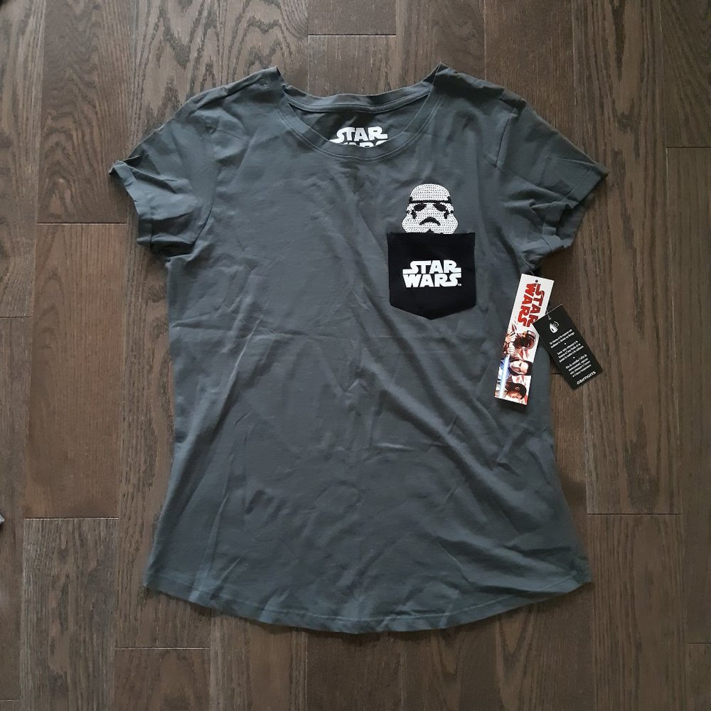 grey short sleeve Star Wars shirt